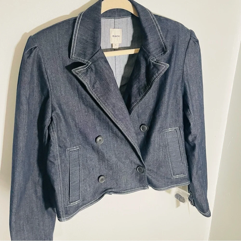 NWT Anthropologie Maeve Boxy Rinsed Denim Blazer